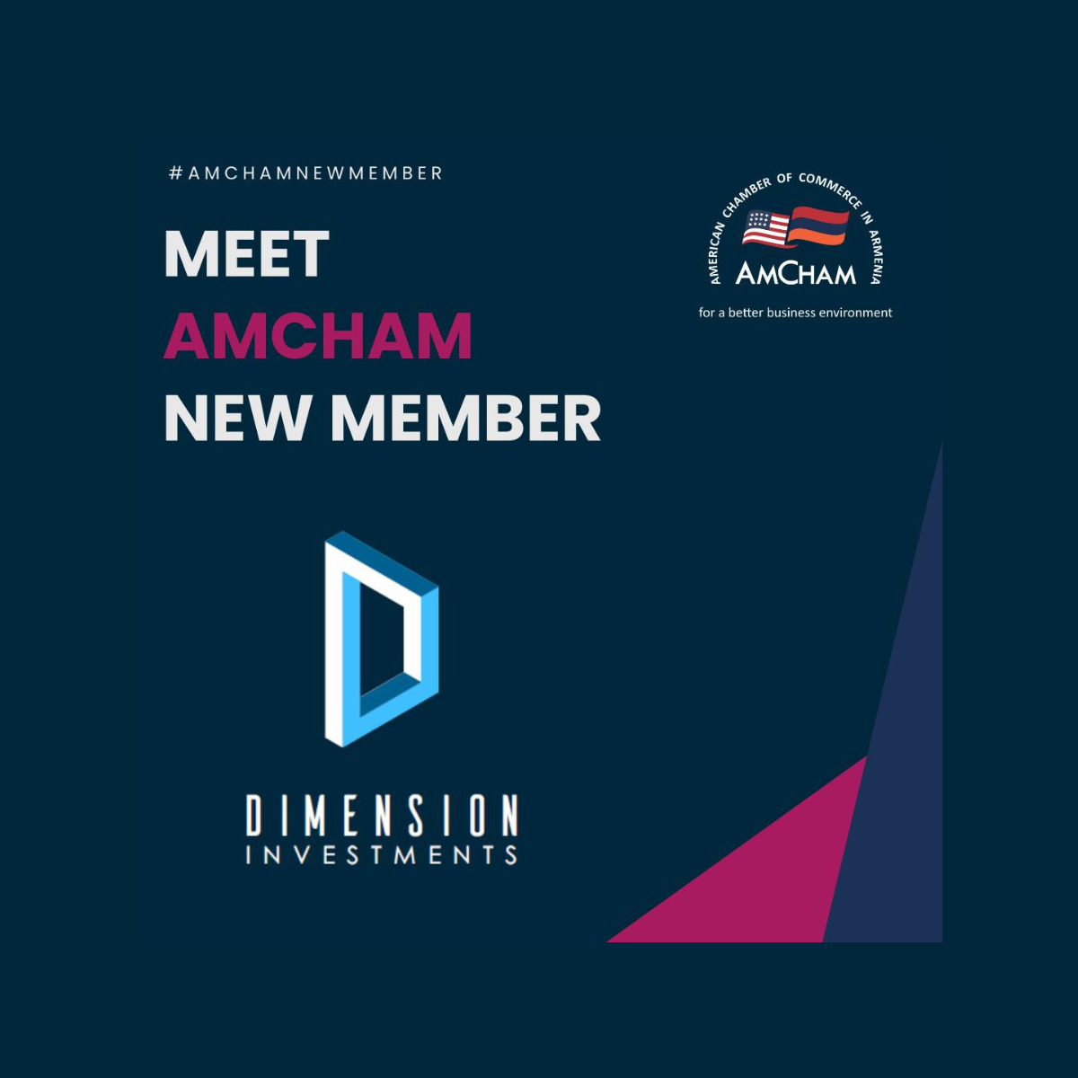 Dimension Investments has become a member of the American Chamber of Commerce in Armenia (AmCham)